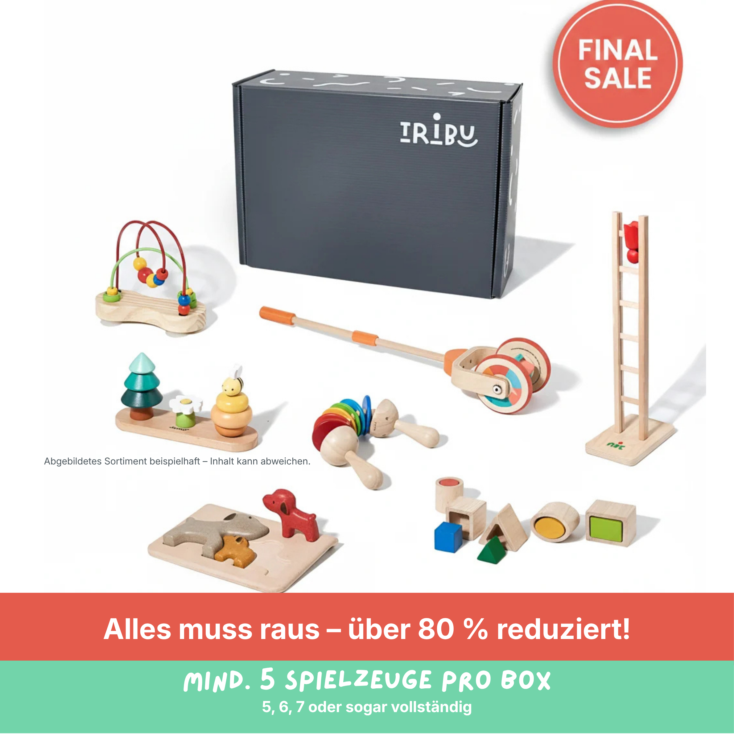 Tribu Box „Reh" – 15+ Monate – Restposten: mind. 5 Spielzeuge