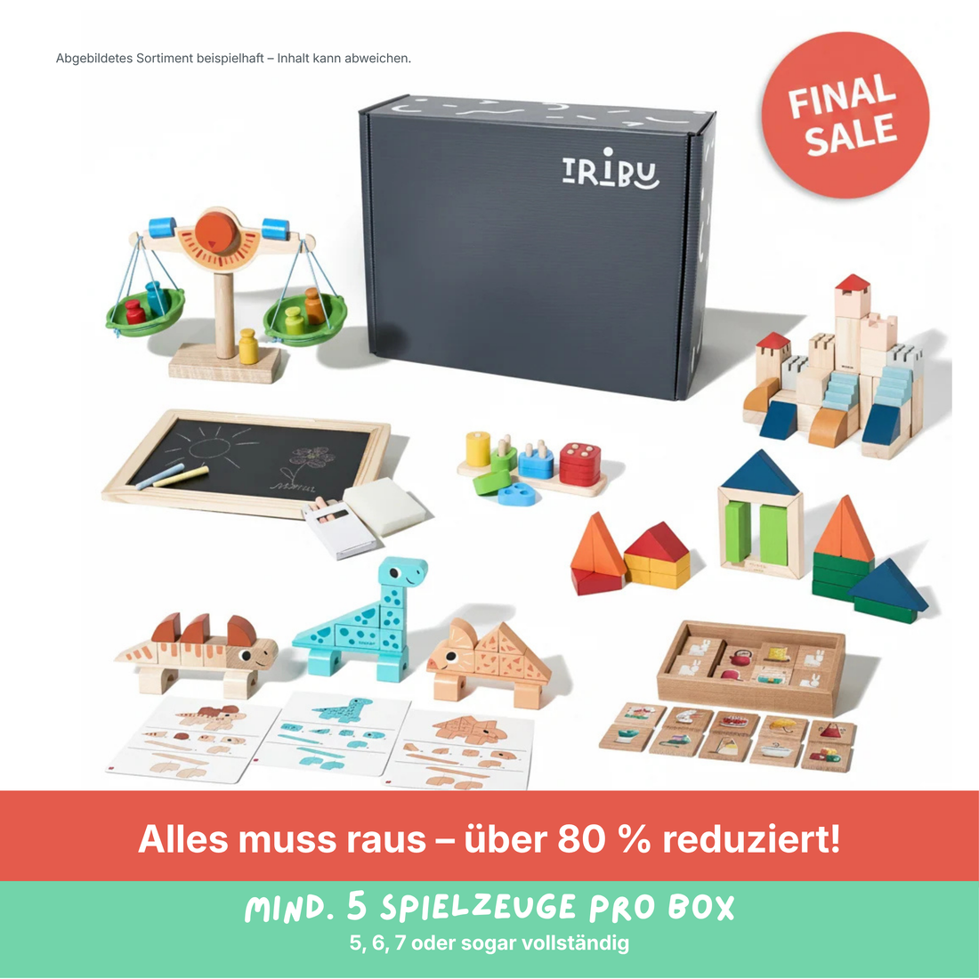 Tribu Box „Waschbär" – 30+ Monate – Restposten: mind. 5 Spielzeuge