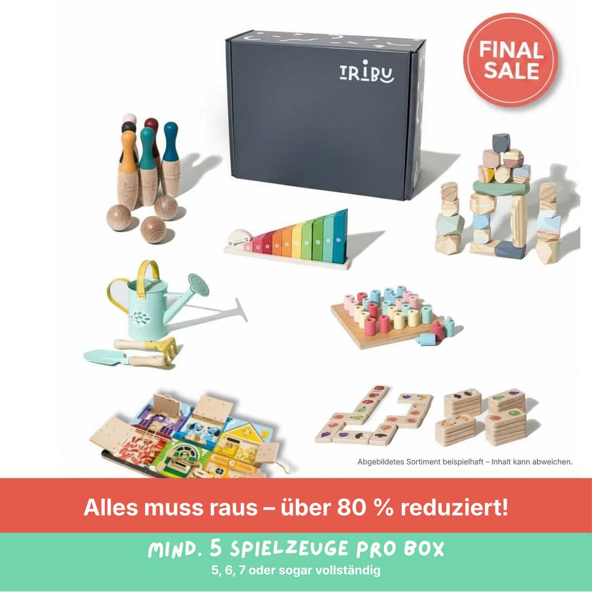 Tribu Box „Eule" – 33+ Monate – Restposten: mind. 5 Spielzeuge