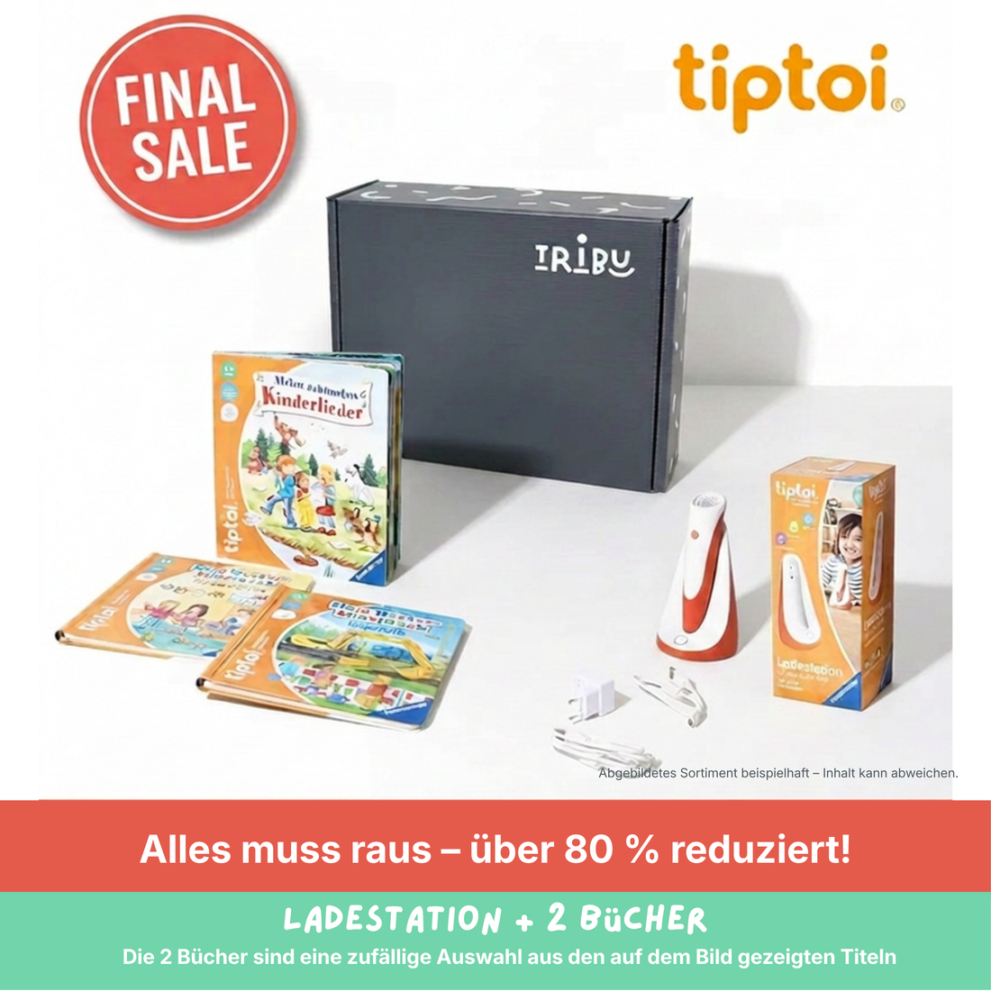 Tribu Box „tiptoi" – 36+ Monate – Ladestation + 2 Bücher (OHNE Stift)