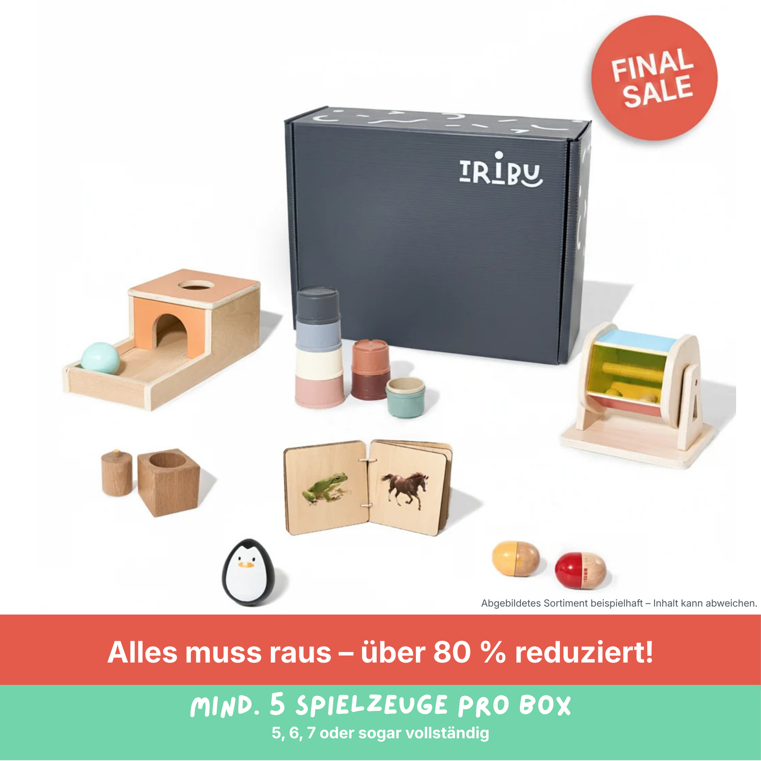 Tribu Box „Fuchs" – 6+ Monate – Restposten: mind. 5 Spielzeuge