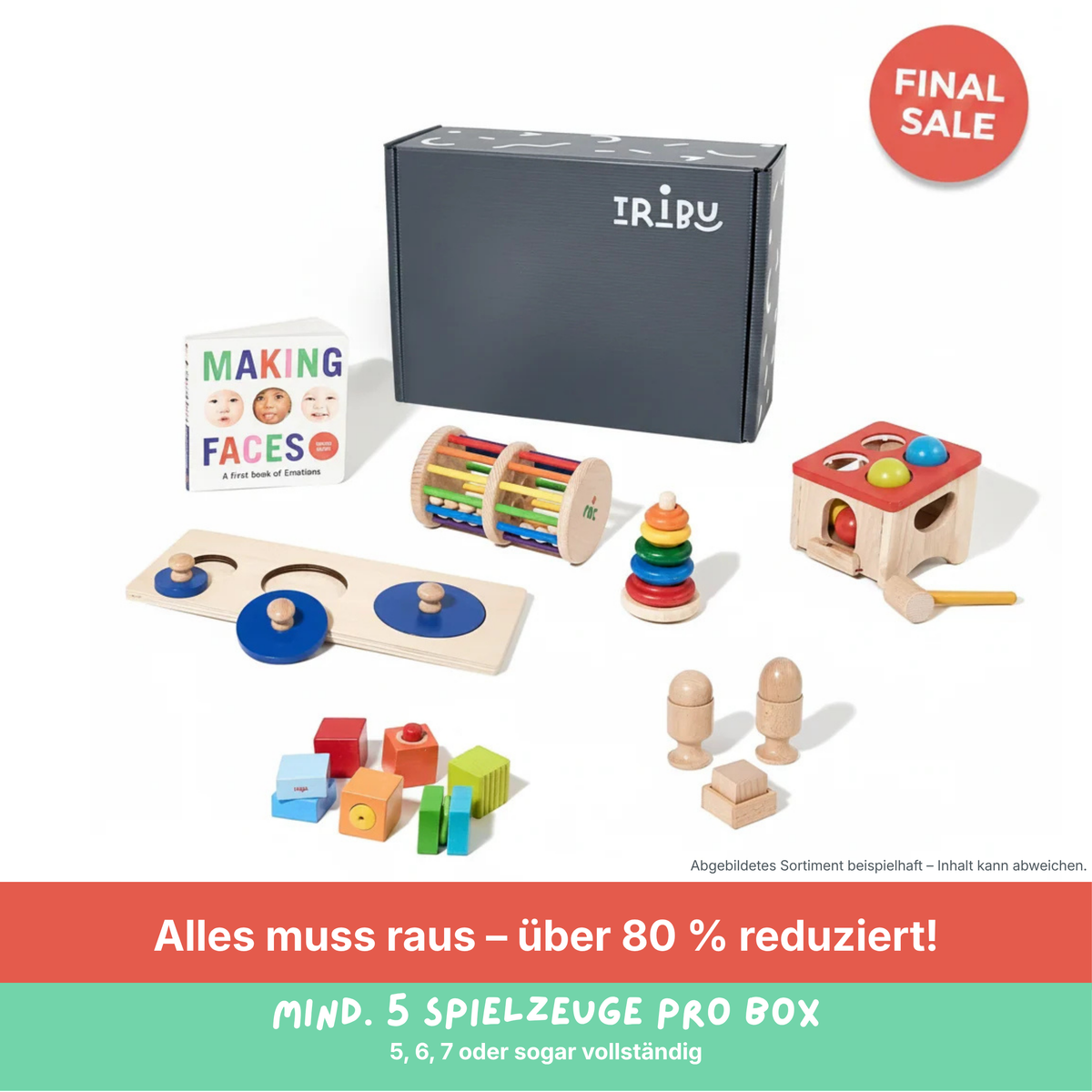 Tribu Box „Bär" – 9+ Monate – Restposten: mind. 5 Spielzeuge