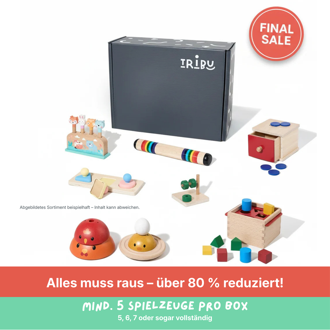 Tribu Box „Ente" – 12+ Monate – Restposten: mind. 5 Spielzeuge