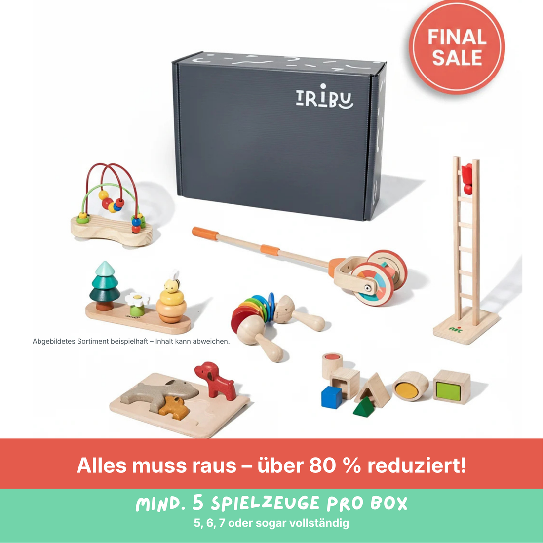 Tribu Box „Reh" – 15+ Monate – Restposten: mind. 5 Spielzeuge