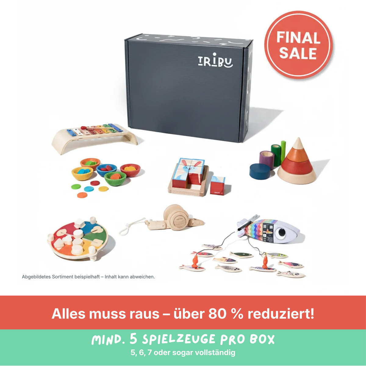 Tribu Box „Hase" – 21+ Monate – Restposten: mind. 5 Spielzeuge